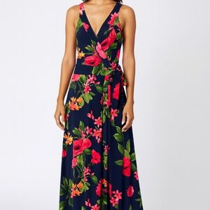 Market & Spruce Navy Floral Maxi‎ Wrap Dress – Size Small